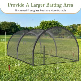 Backyard Baseball Batting Cage Net 22x10x8ft – Portable Batting Cage with Zipper Door and Pitching Machine Slot, Perfect for Outdoor Baseball and Softball Practice, Portable Carry Bag