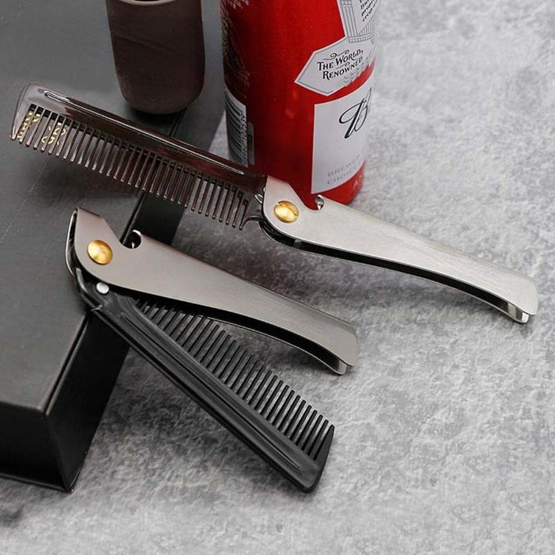 VOANZO Folding Comb Moustache Comb Stainless Steel Beard Comb for