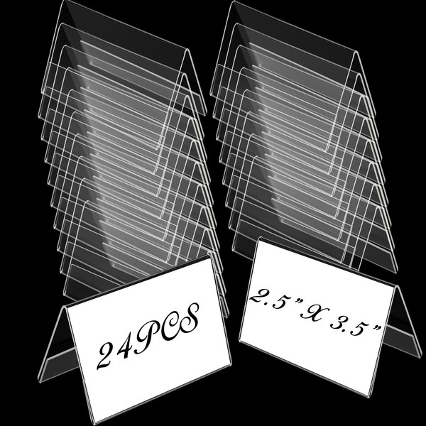 Fulmoon 24 Pcs Mini Acrylic Sign Holder, 3.5 x 2.5
