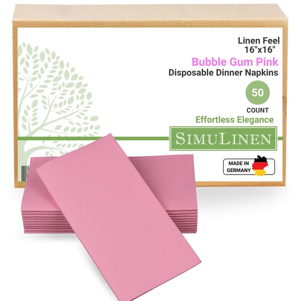 SimuLinen Bubble Gum Pink Dinner Napkins Paper Disposable & Decorative