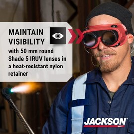 Jackson Safety WS Series Retro Safety Goggles - Welding & Cutting Eye Protection for Men & Women - Indirect Vented, Fits Over Most Glasses, ANSI Z87.1 (Available in multiple styles & lenses)