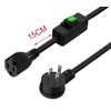 3FT Right Angle Inline Waterproot On Off Switch Extension Cord,