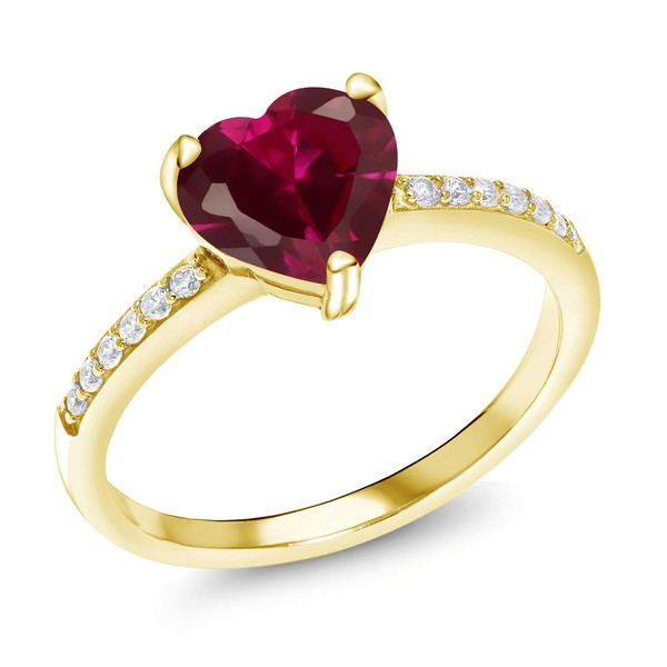 Gem Stone King 18K Yellow Gold Plated Silver Red Created