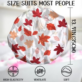 Zewurtuw Luxury Shower Cap Terry Cloth Lined EVA Waterproof Reusable Triple Layer Elastic Hair Bath Caps for Women Girls Cute-Leaf