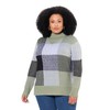 Ulla Popken Women's Plaid Print Stand Collar Long Sleeve Pullover,