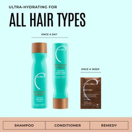 Malibu C Hard Water Wellness Remedy - Hard Water Shampoo, Conditioner & Hair Mask Packets for Removing Deposits and Impurities - Hydrating Hair Care Set (6 Ct)