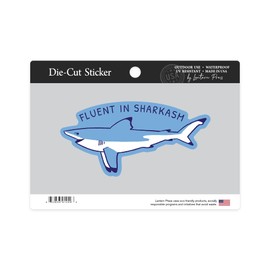 Die Cut Sticker Humorous Animals Collection, Shark, Fluent in Sharkasm, Contour Vinyl Sticker 3 to 6 inches, (Waterproof Decal for Cars, Water Bottles, Laptops, Coolers), Large