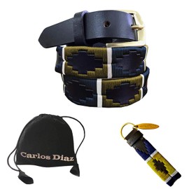 Carlos Diaz Skinny Mens Womens Unisex Brown Leather Embroidered Polo Belt (95 cm/ 34 Inches)