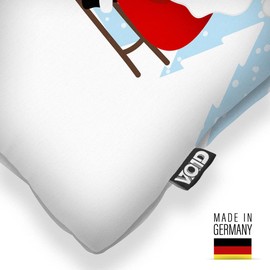 VOID Nikolaus Rentier Schlitten Kissenbezug Kissenhülle Sofakissen Kissen Deko Weihnachten Winter Weihnachtsdeko, Kissen Größe:80 x 80 cm