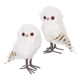 RAZ Imports - Set of Two - 5" Striped Tail OWL - Christmas/Winter/Snow 3952255