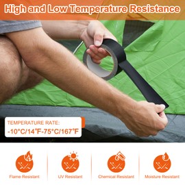 Paulno Waterproof Repair Tape,Awning Black Duct Tape,Fabric Flex Seal Tape for RV Skirting for Winter,Canvas,Boat Covers,Tent,Sail,Tenacious TapeTarp Repair Kit RV Underbelly Tape Heavy Duty(Black)