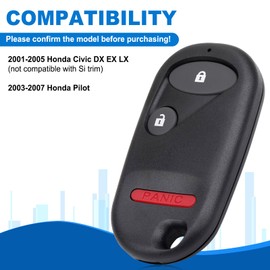 Key Fob Keyless Entry Fits for 2001-2005 Honda Civic DX EX LX(not Compatible with Si Trim), 2003-2007 Honda Pilot, NHVWB1U523, NHVWB1U521