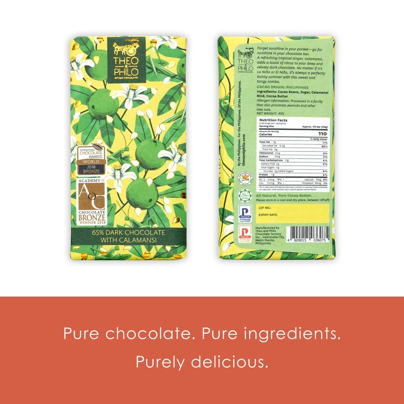 Theo & Philo Calamansi 65% Dark Chocolate 3 Pack -