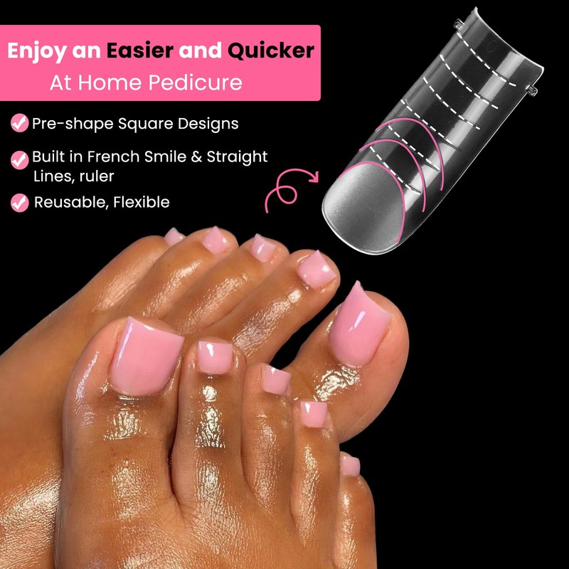 Straight Flat Toe Dual Forms for Polygel,GlimightyX Square Toenail Molds