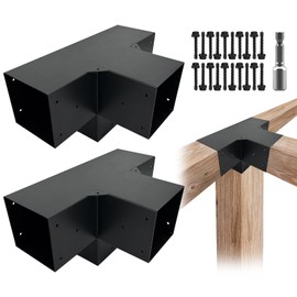 ITeVe.GD 4-Way Pergola Brackets Kit,Woodwork Right Angle Corner DIY Brackets for 6" x 6" (Actual:5.5"x5.5") Lumber for Outdoor Pergola,Gazebos,Log Cabins W/Hardware (2 Pack)……