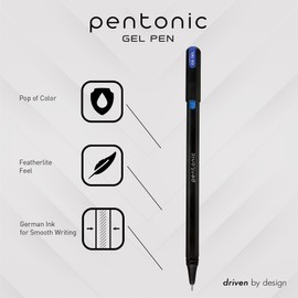 Pentonic Gel Pens, 24 Count, Mixed Pack (12 Assorted Color Pens, 12 Glitter Pens), Medium & Fine Point, Smooth Writing For Journaling (1002355)
