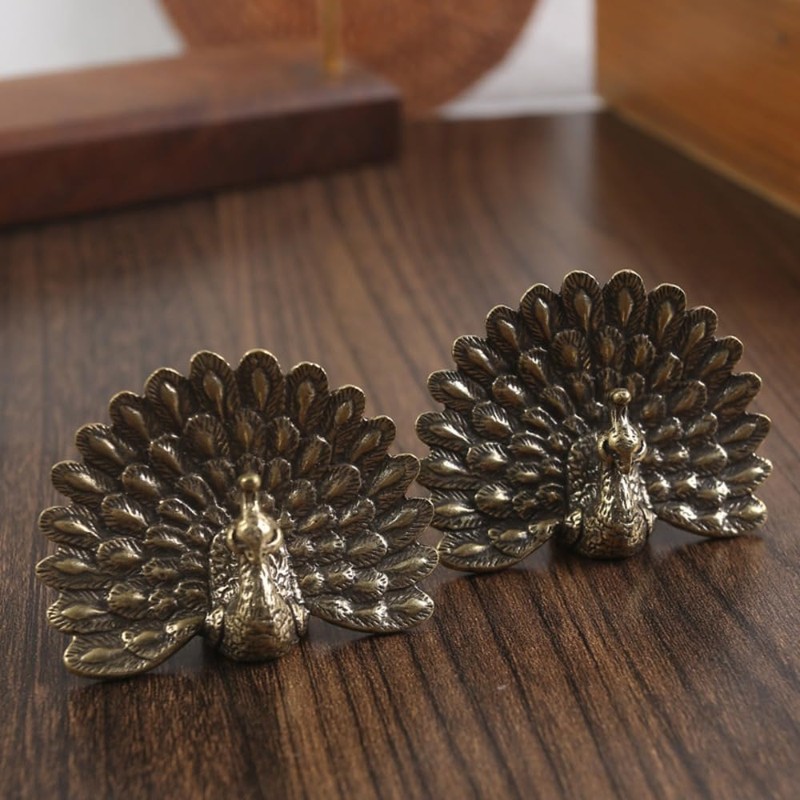 hobbyme Brass Ornaments, Solid Retro Peacock Open Screen Office Tabletop