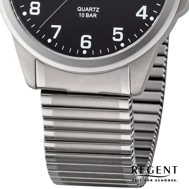Regent 11090351 Men's Titanium Watch in Grey/Black 40 mm, Water