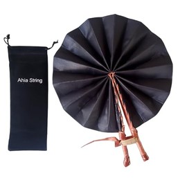 African Folding Fan - Church, TV, and Sports Handheld Fan - Perfect for Summer Breeze (Black)