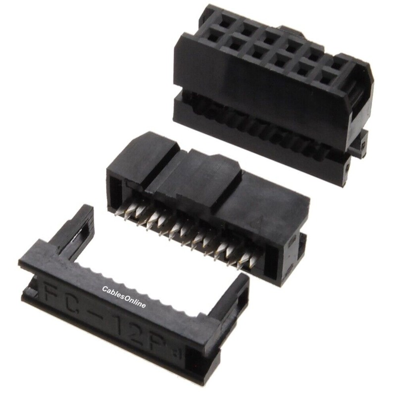 CablesOnline 10-Pack 12-Pin (2x6) Female IDC 2.54mm Pitch Connectors for