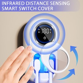 Wall Mounted Toothbrush Holder with Auto-Inductive Cover,Clean, Dry,LED Smart Screen,Electric Toothbrush Holder with 2 Toothbrush Slots for Home, Travel,Toothbrush Holders for Bathrooms (White)