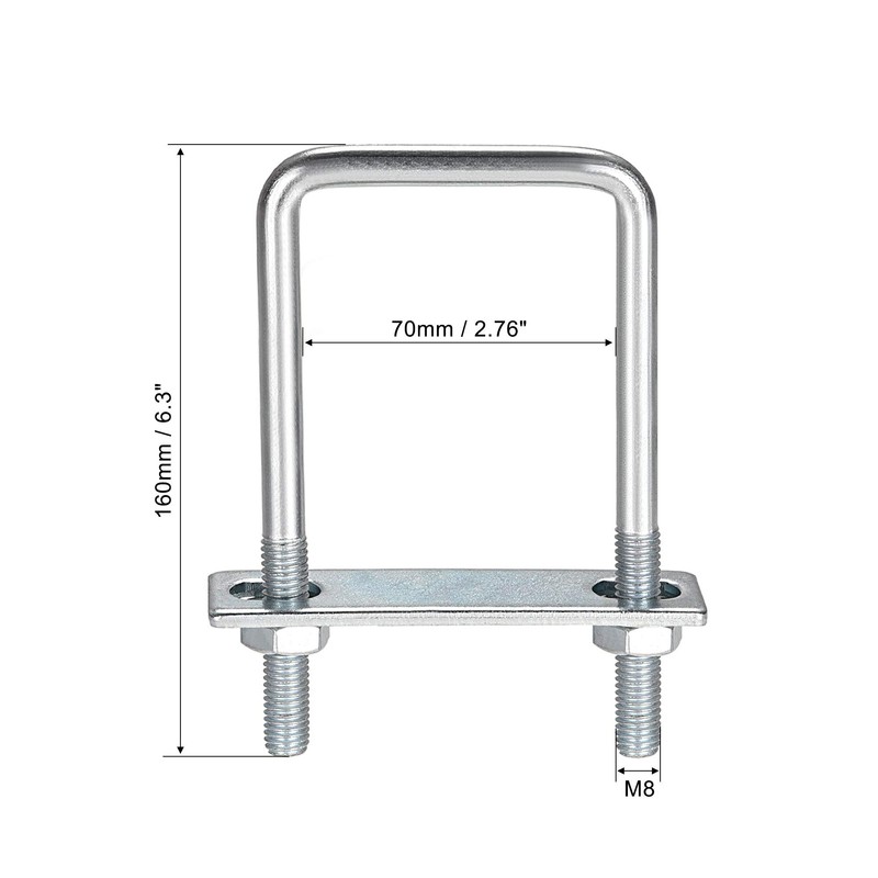 sourcing map 1 Set M8 Square U-Bolt Shackle Bolts 70