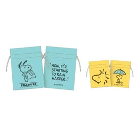 Marimo Craft SPER-022 Snoopy Bean Drawstring & Petit Drawstring Set, Green, [Bean Drawstring Bag] W3.5 x H4.7 inches (90 x 120 mm), [Petite Drawstring Bag] W 2.3 x H 3.0 inches (58 x 76 mm)