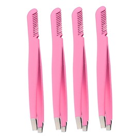 FOMIYES 4pcs Eyebrow Tweezers Stainless Steel Diagonal Tweezers Comb for Precise Hair Removal and Eyebrow Shaping Professional Makeup Tool
