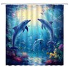 UEAUUN Funny Dolphin Shower Curtain Underwater World Tropical, 70x70 Inch