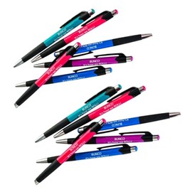 Bunco Pens - 1 Dozen Assorted Colors - Blue, Pink, Purple, Teal. Impressive Bunco Party Supplies