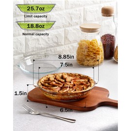 ZYER Glass Pie Plate 18.8oz Small Pie Dish Small Pie Pan for 1~2, Glass Pie Dish for Baking, 7.5 Inch 2pack