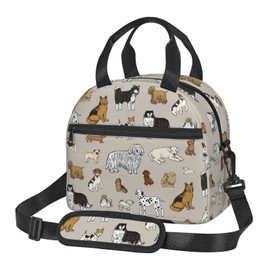Cute Dogs Animal Lunch Bag Reusable Insulated Lunch Tote Bag Lunchbox Container With Adjustable Shoulder Strap For Office Work School Picnic Travel
