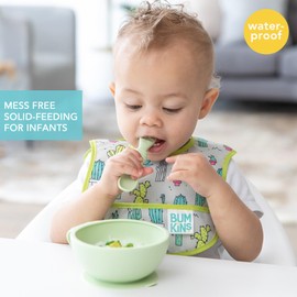 Bumkins Bibs, for Baby Girl or Boy, Infant 3-9 Months, Essential Must Have for Eating, Feeding, Baby Led Weaning, Mess Saving Waterproof Soft Fabric, Starter Bib 2-pk Cactus and Llama Green