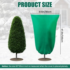 4 PCS Winter Plant Covers Freeze Protection, 80 X 120cm Large Plant Frost Protection Covers Plant Fleece Frost Protection Bags with Zipper Drawstring, From Birds and Insects - Green