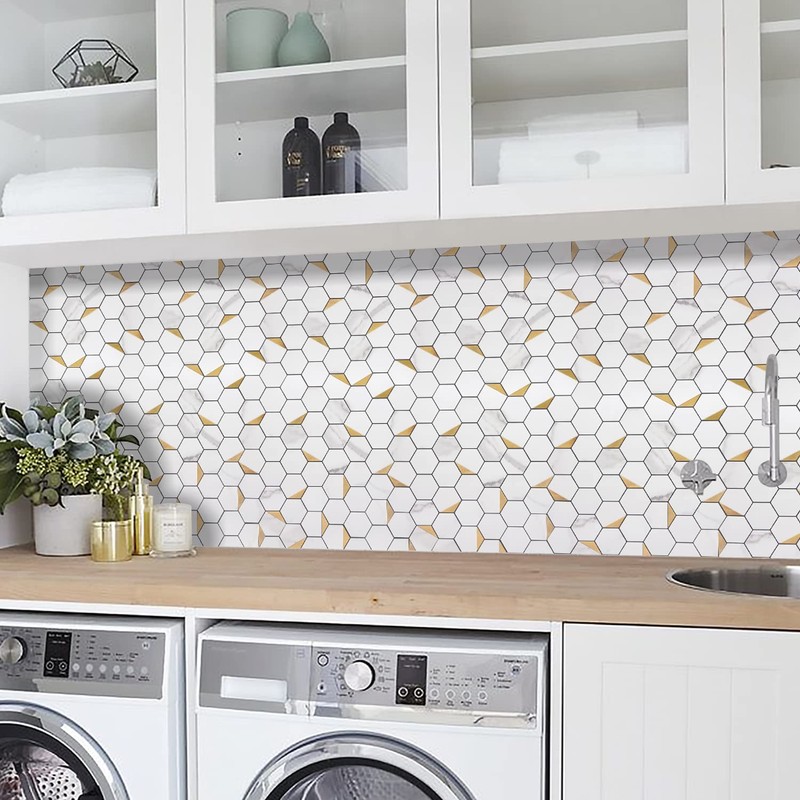 STICKGOO Peel and Stick Backsplash for Kitchen, Self-Adhesive Tile Hexagon