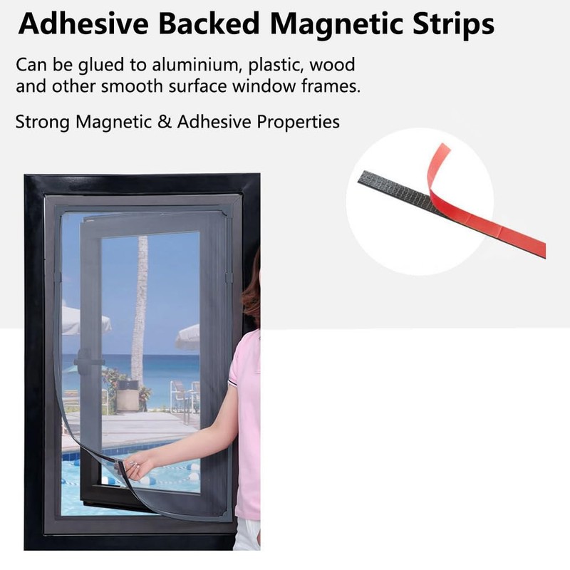 60 * 140CM Removable Polyester Window Net Adjustable Magnetic Window