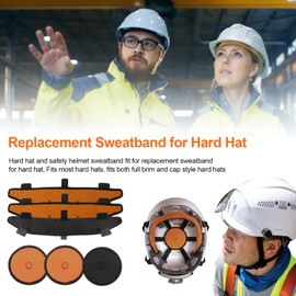 Hard Hat Top Pads and Sweatbands for Safety Helmet, Washable Reusable Hardhat Sweatband Cooling Liners Air Cushion Hard Hat Accessories, Suspension Sweat Band Replacement, Orange, 6 PCS