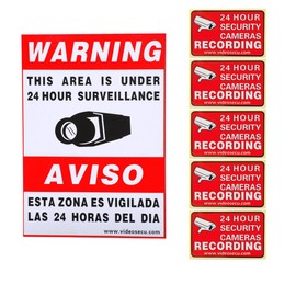 VideoSecu 6 Pack of Security Warning Signs Stickers Decals for CCTV Video Surveillance Camera System 3GB