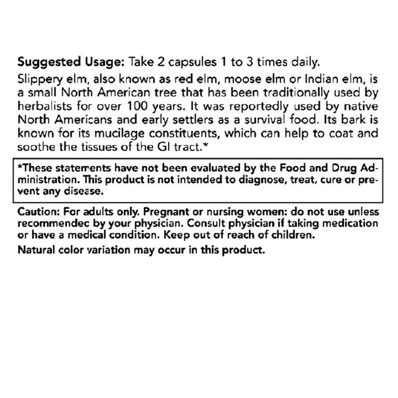 Slippery Elm: 400 Mg, 100 Capsules GI Coat Rachel's Tea