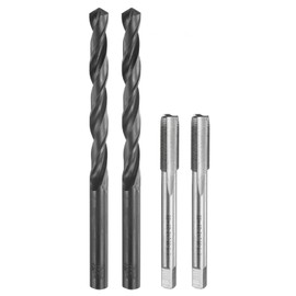 sourcing map Tap and Drill Bit Set, 2pcs 5/16-36 UNS Straight Flute Thread Screw Taps & 2pcs 7.3mm Twist Drill Bits, Uncoated/Black Oxide HSS-6542 Tapping Threading Tool Kit