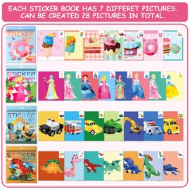 AEAHALY Stickers for Kids including 4 Pack Paint by Sticker Book for Toddlers School Prize and Goody Bag Filler Educational Sensory Learning Toy, Party Supplies Birthday Gift