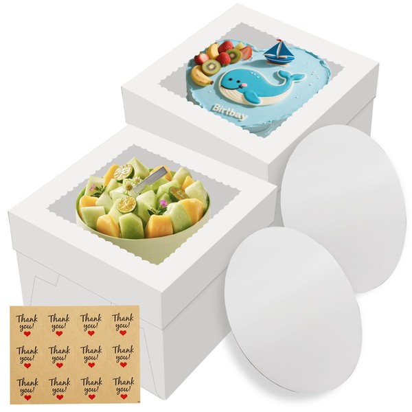 LNDIEHS LNDIEHS 2 Pack Cake Boxes, 12x12x8 Inches Tall Cake