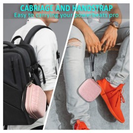 Youtec Compatible with Powerbeats pro Case Cover, Hard Travel Protective Carrying Storage Cover Case Nylon Accessories Bag Women Men with Lanyard + Carabiner Compatible with Power Beats Pro