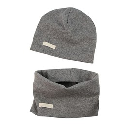 LACOFIA Baby Girls Beanie Hat and Collar Scarf Set Kids Super Soft Cotton Cap Infant Knit Hats and Bandana Scarves 2 Pack Dark Gray 3-7 Years L