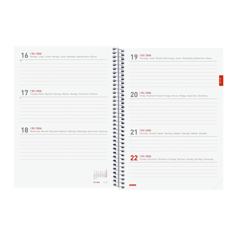 Finocam - Spiral Bound Diary 18 Months 2025 2026 Horizontal