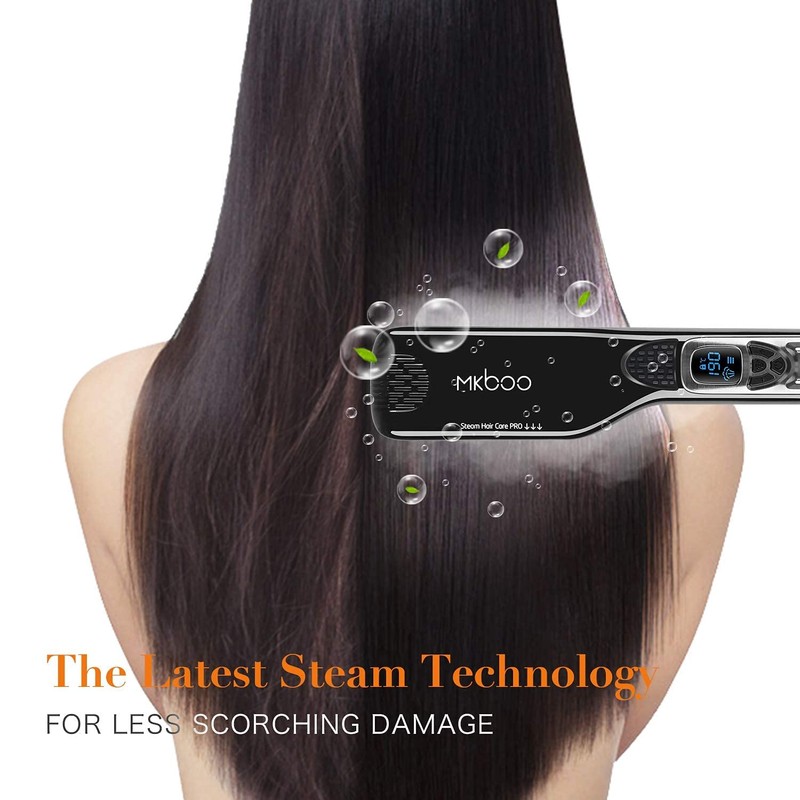 MKBOO Hair Straightener with Steam, Salon Professional Nano Titanium Ceramic