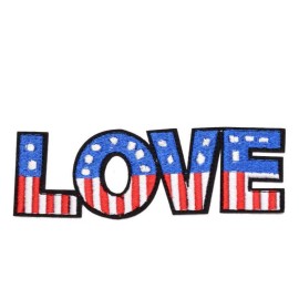 unbranded USA US AMERICAN FLAG LOVE SEQUINED SEQUINS IRON ON PATCH B056