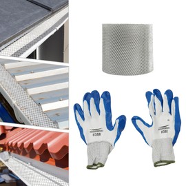 DYNAMI 5 Inch x 50 Ft Aluminum Gutter Guard Mesh,Aluminum Gutter Leaf Guard with Gloves, for Preventing Leaves,Twigs and Debris from Clogging Gutters (5 inch*50 ft)