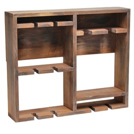 Elegant Designs HG1020-RWD Bartow Wood Shelf with Glass Holder Wall Mounted Wine Rack, Restored Wood