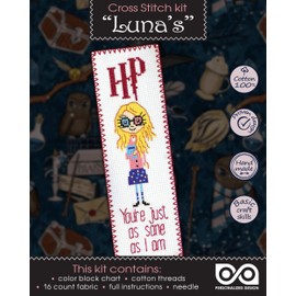Cross Stitch Bookmark Kit with Luna Lovegood Quote 'You're just as Sane as I am'